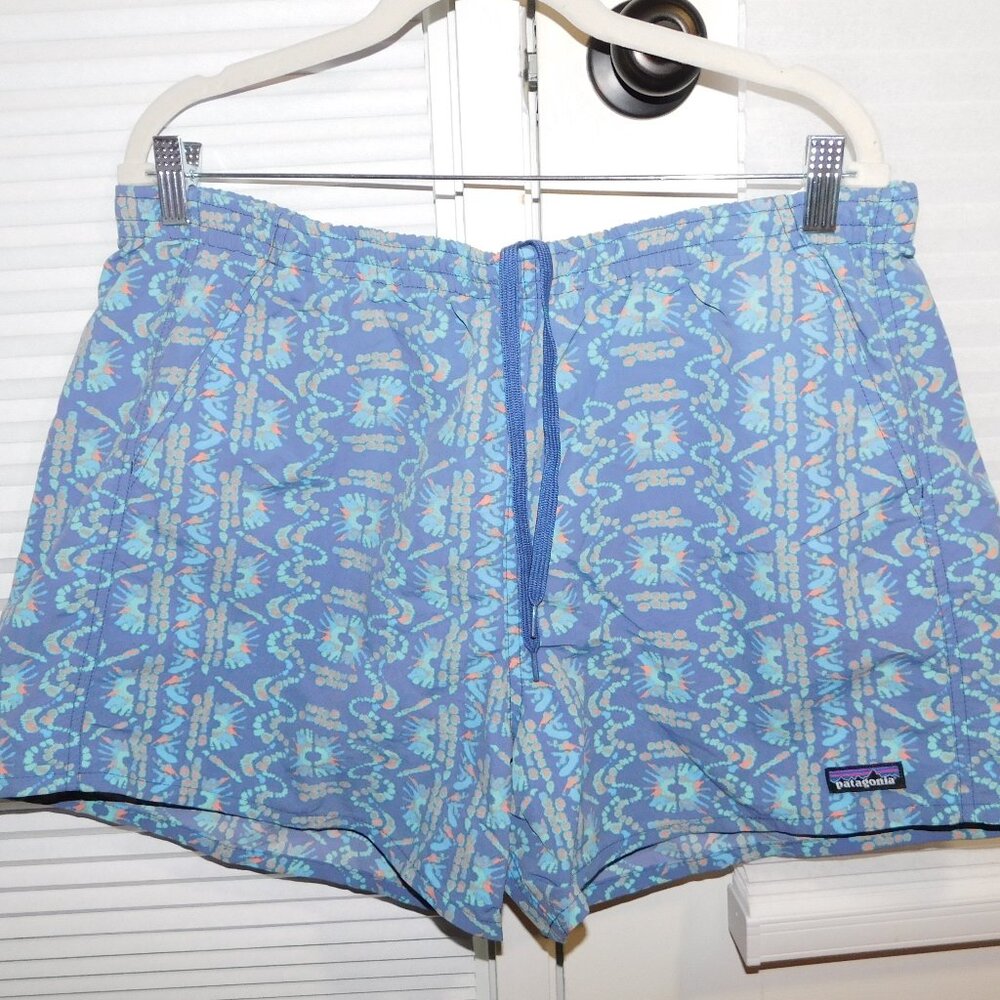 Patagonia Light Blue Patterned Athletic Shorts